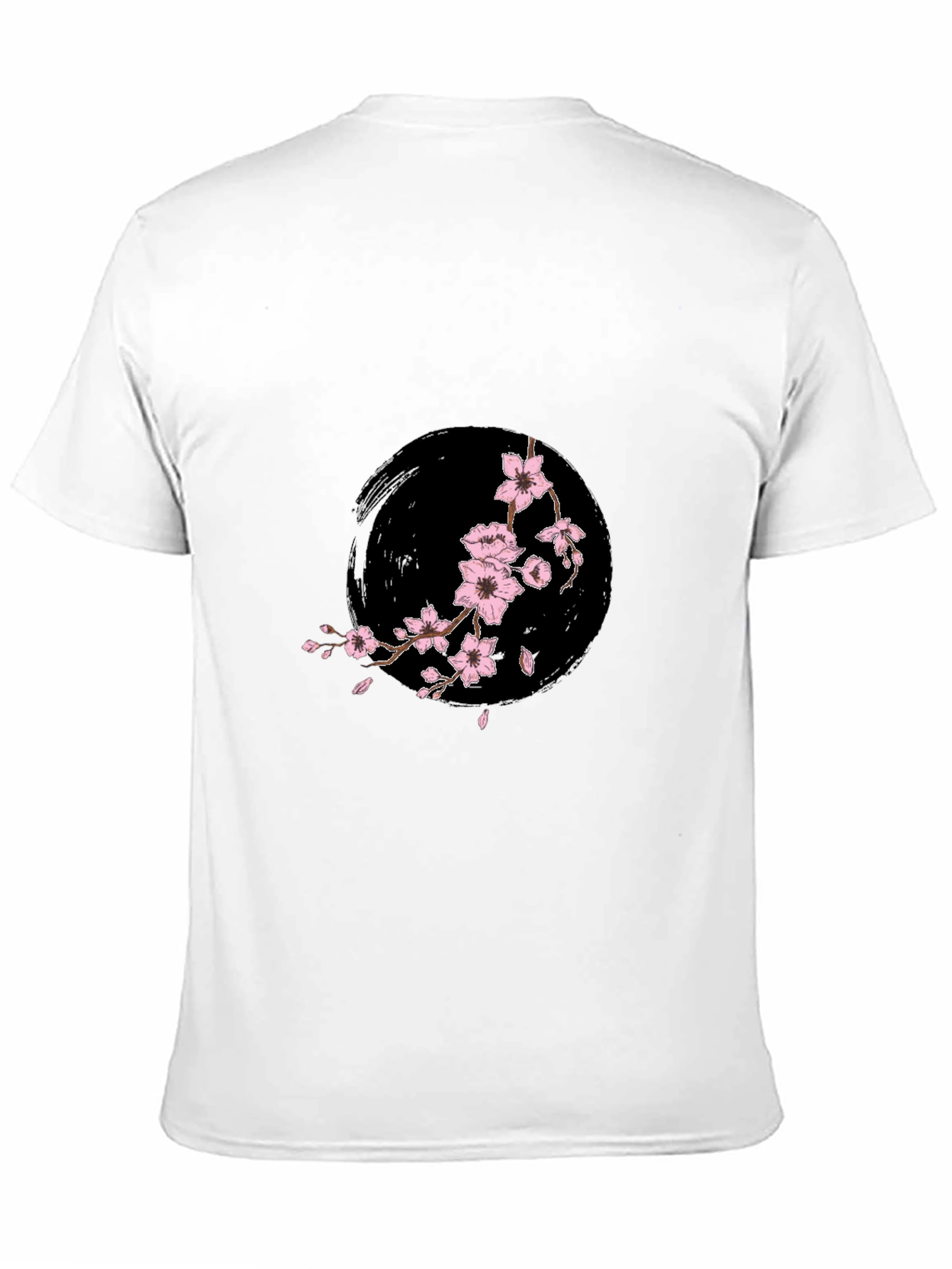 Camiseta Negra con Diseño Floral Japonés