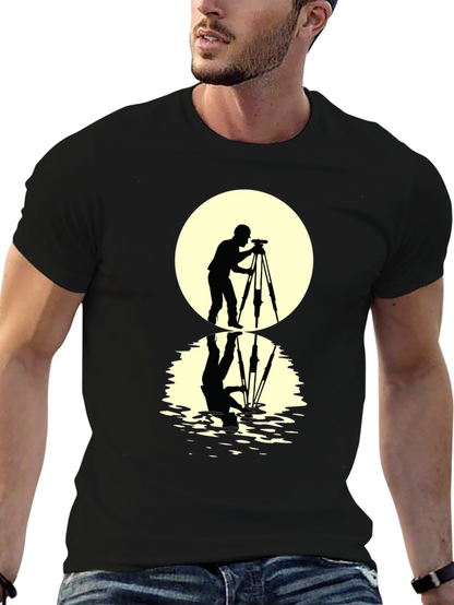 Camiseta Negra con Diseño de Fotógrafo y Reflejo