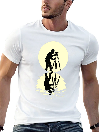 Camiseta Negra con Diseño de Fotógrafo y Reflejo