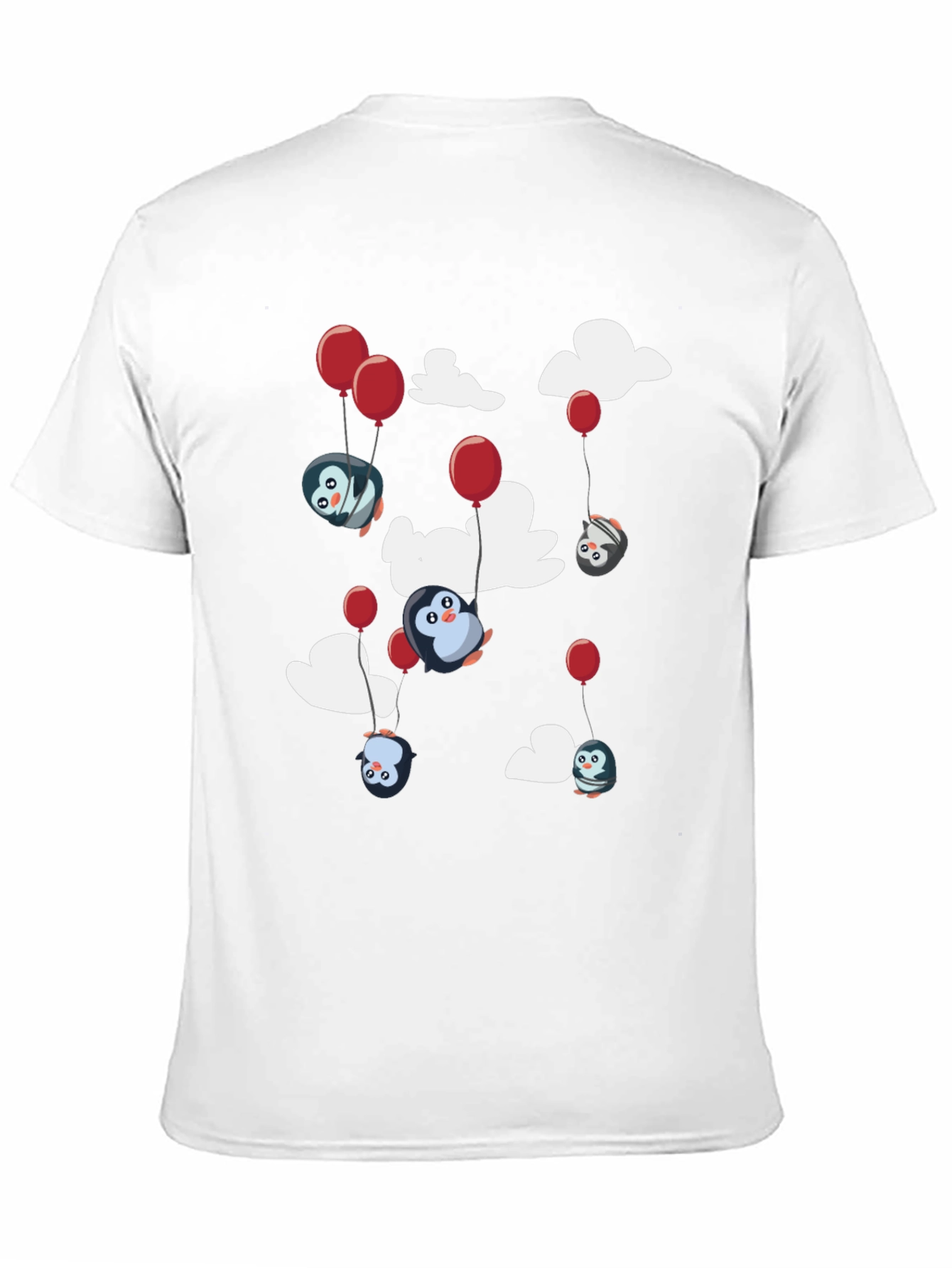 Camiseta Negra Estampada con Pingüinos Voladores