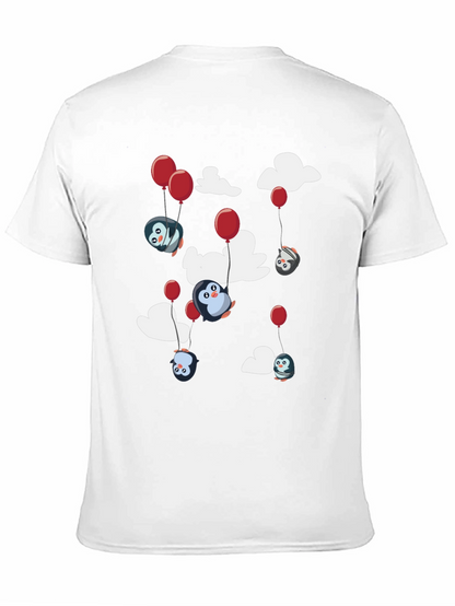 Camiseta Negra Estampada con Pingüinos Voladores