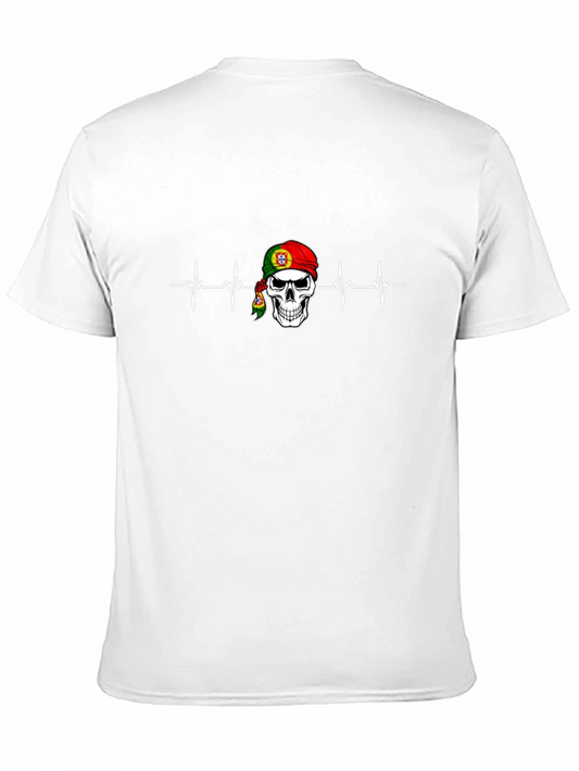 Camiseta Negra Cráneo Portugal Latido del Corazón