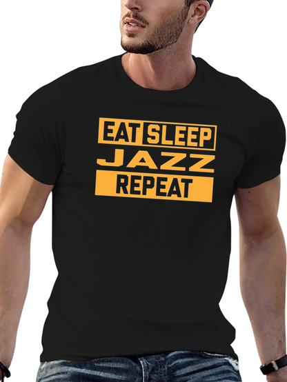 Camiseta Negra Hombre Eat Sleep Jazz Repeat