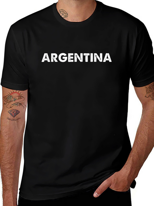 Camiseta Negra Argentina - Diseño Casual Algodón