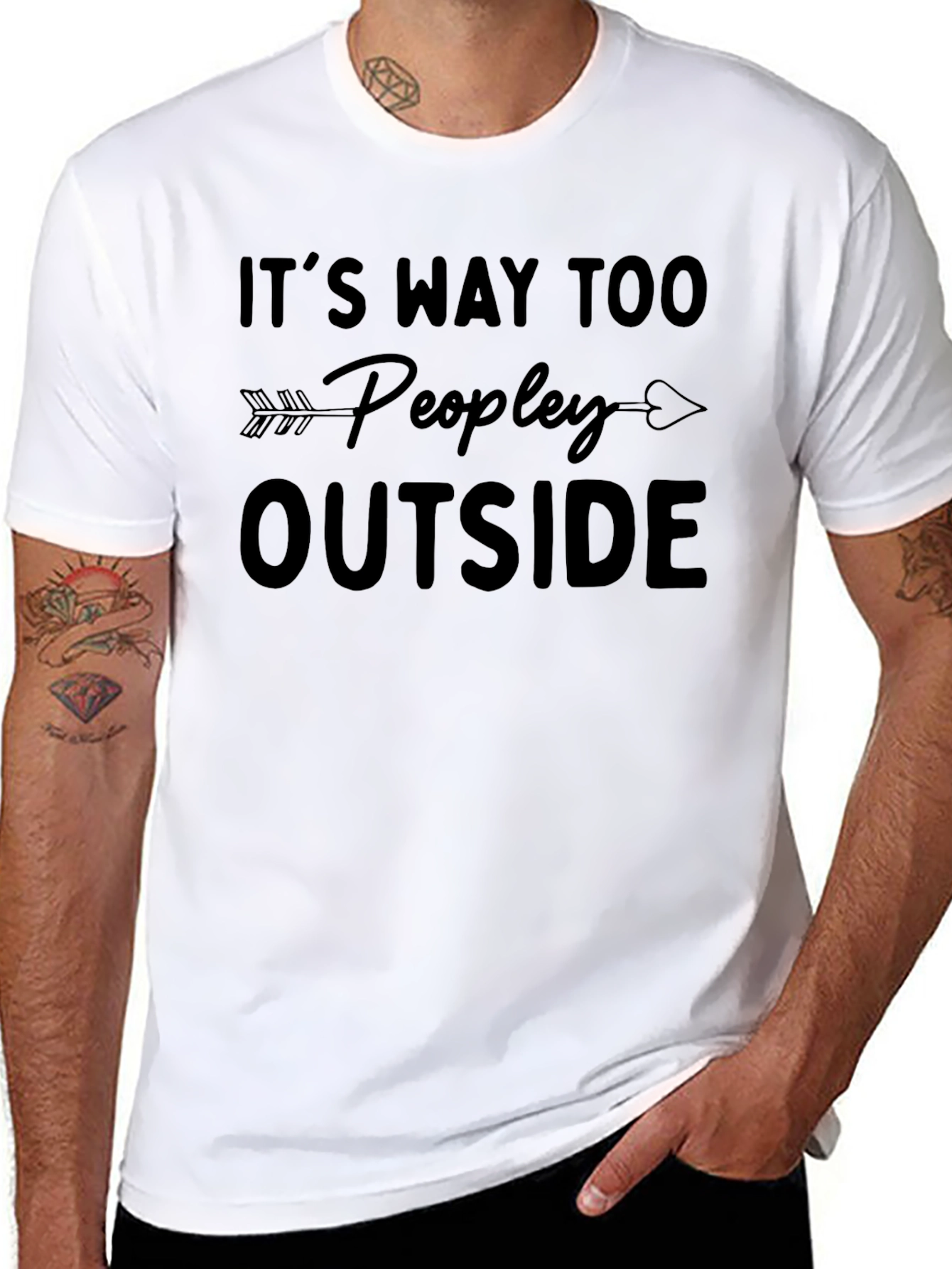 Camiseta Negra con Diseño Too Peopley Outside