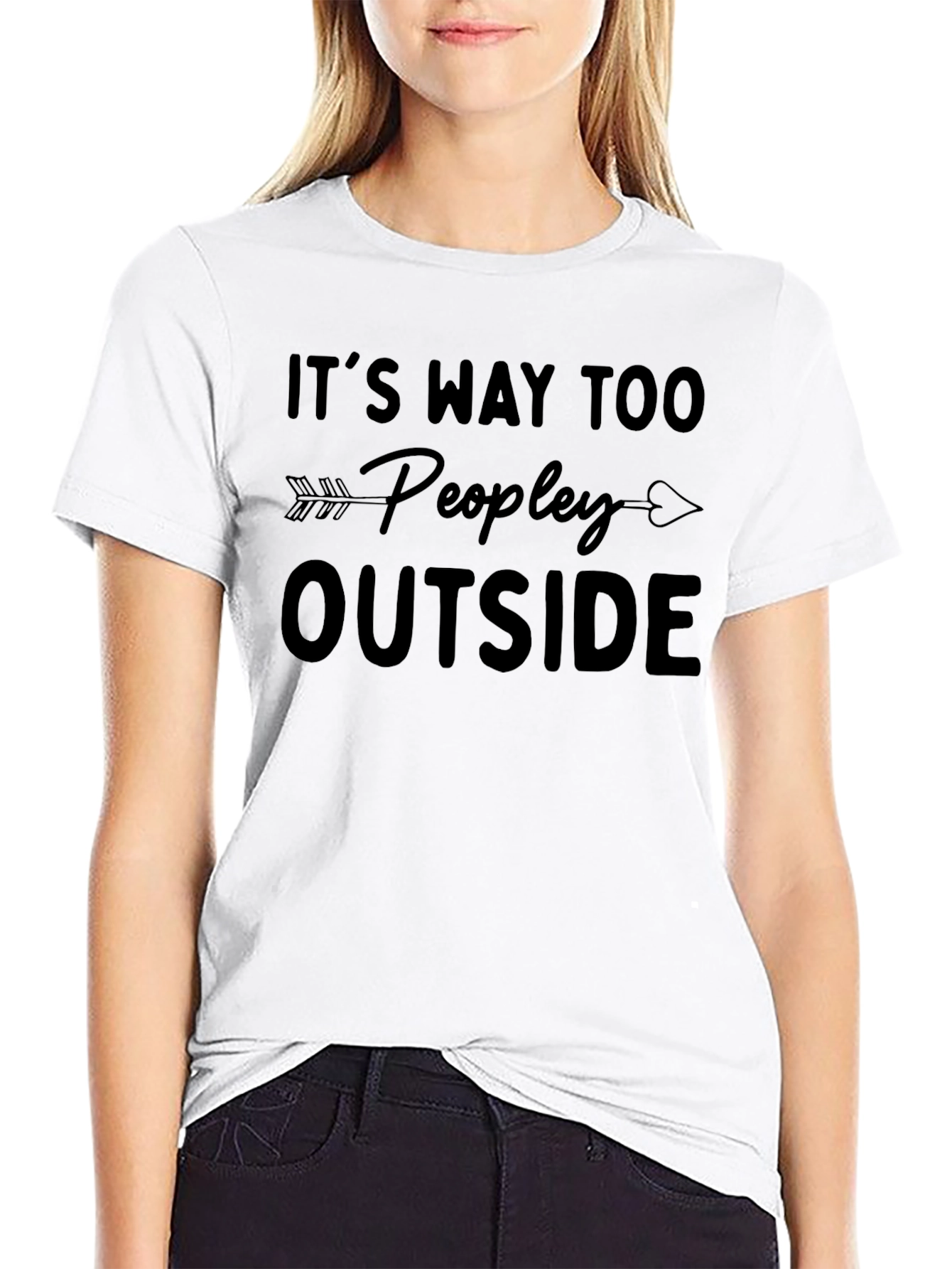 Camiseta Negra con Diseño Too Peopley Outside