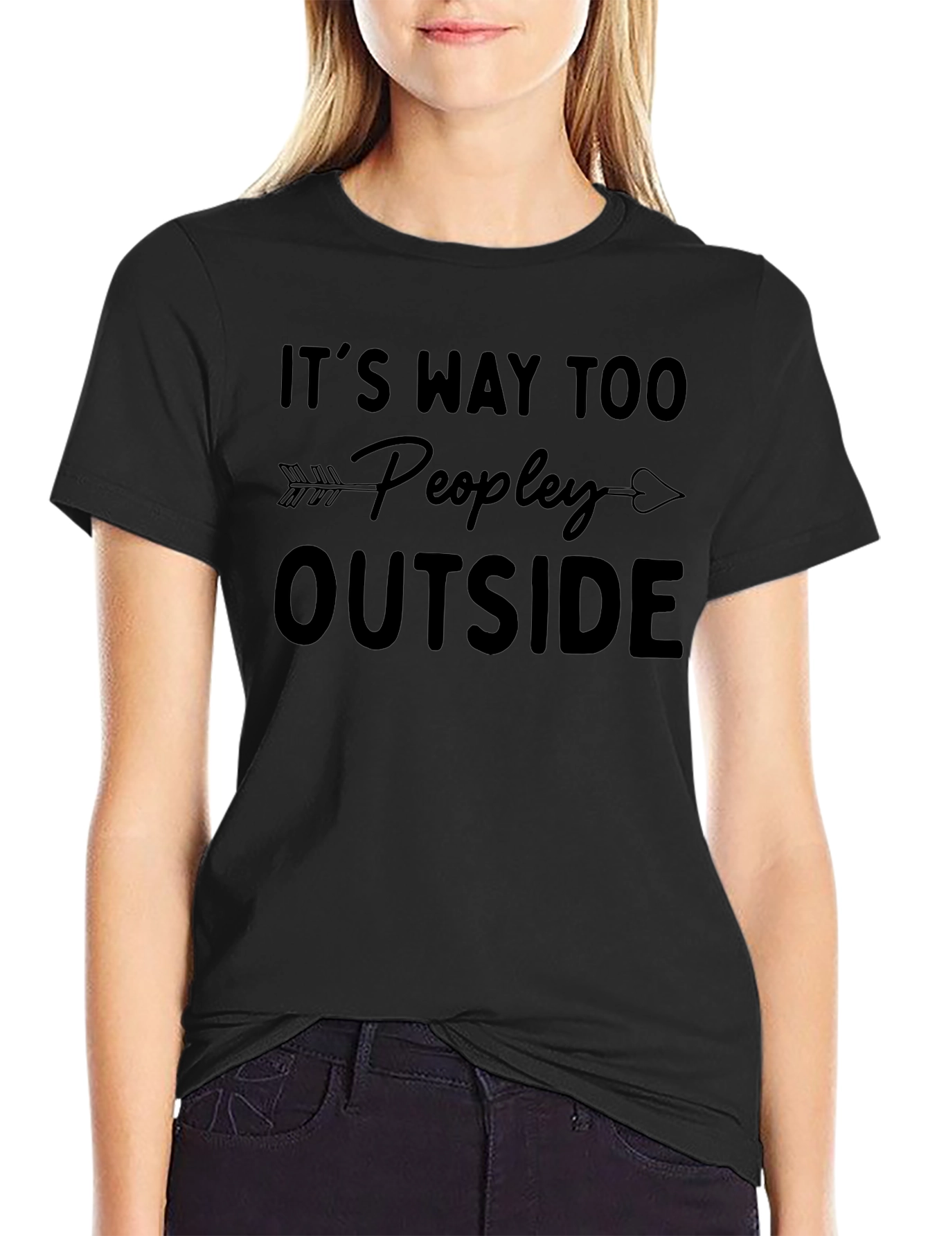 Camiseta Negra con Diseño Too Peopley Outside