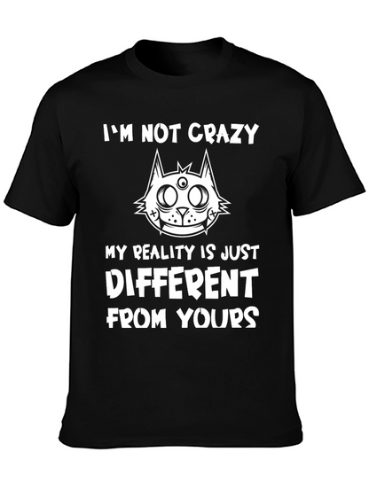 Camiseta Negra con Estampado Gato Loco