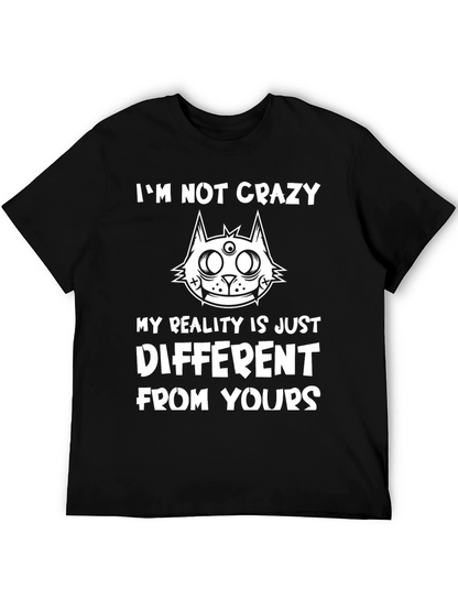 Camiseta Negra con Estampado Gato Loco