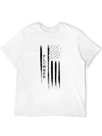 Camiseta Negra Diseño Bandera Americana Fontanero