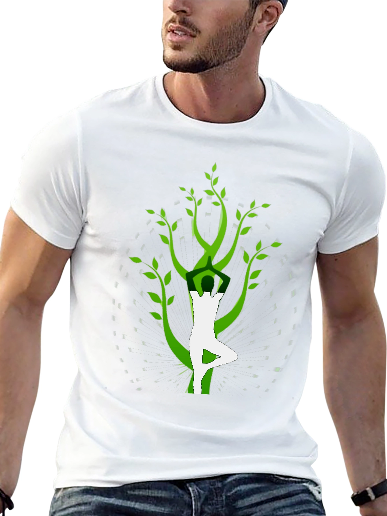 Camiseta Negra con Diseño Yoga-Árbol