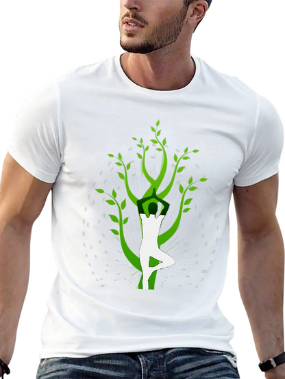Camiseta Negra con Diseño Yoga-Árbol