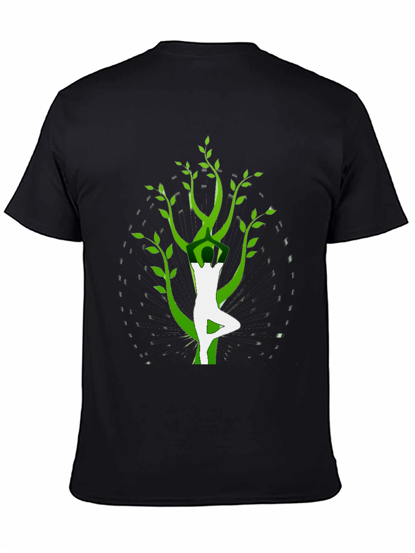 Camiseta Negra con Diseño Yoga-Árbol