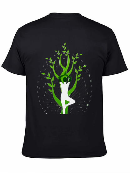 Camiseta Negra con Diseño Yoga-Árbol