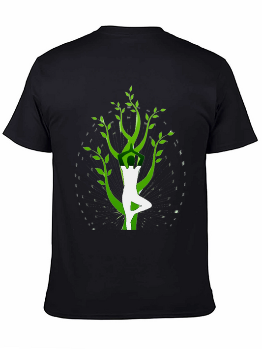 Camiseta Negra con Diseño Yoga-Árbol