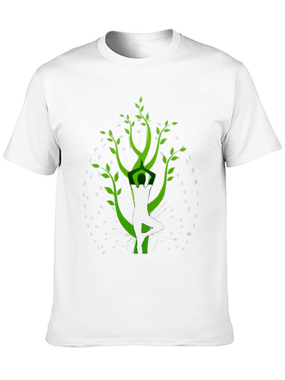 Camiseta Negra con Diseño Yoga-Árbol