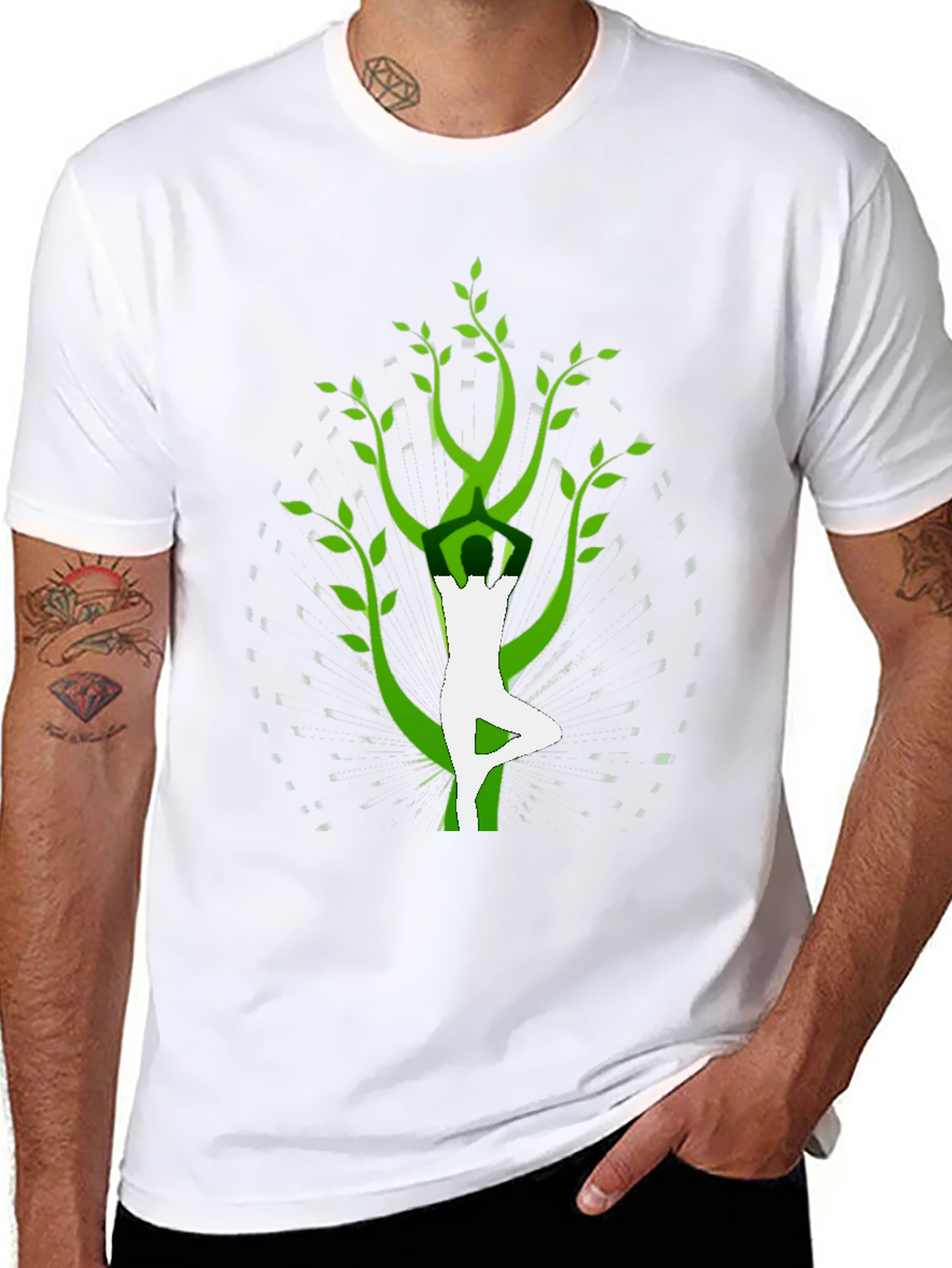 Camiseta Negra con Diseño Yoga-Árbol