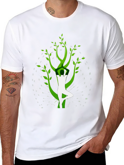 Camiseta Negra con Diseño Yoga-Árbol