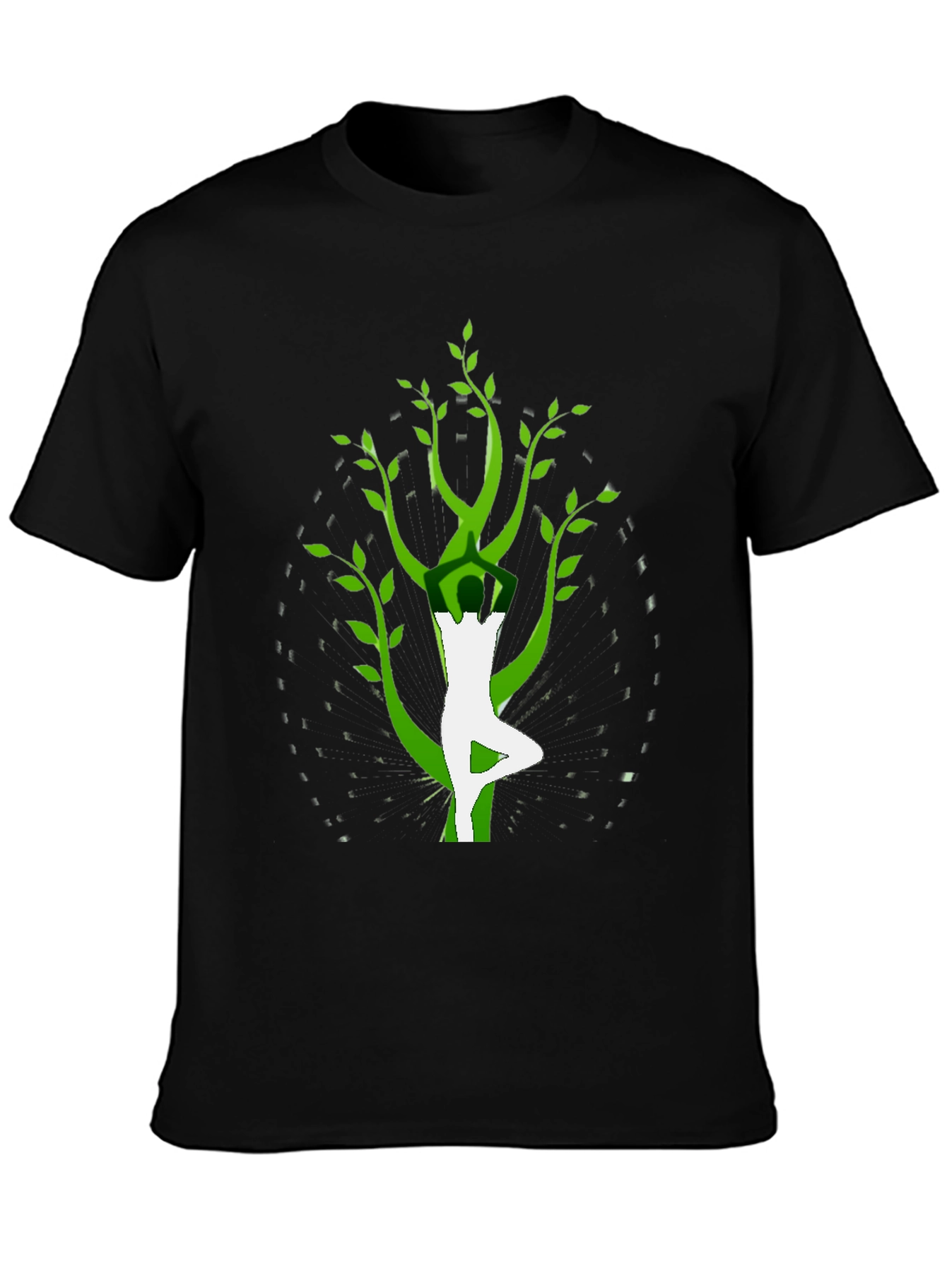 Camiseta Negra con Diseño Yoga-Árbol