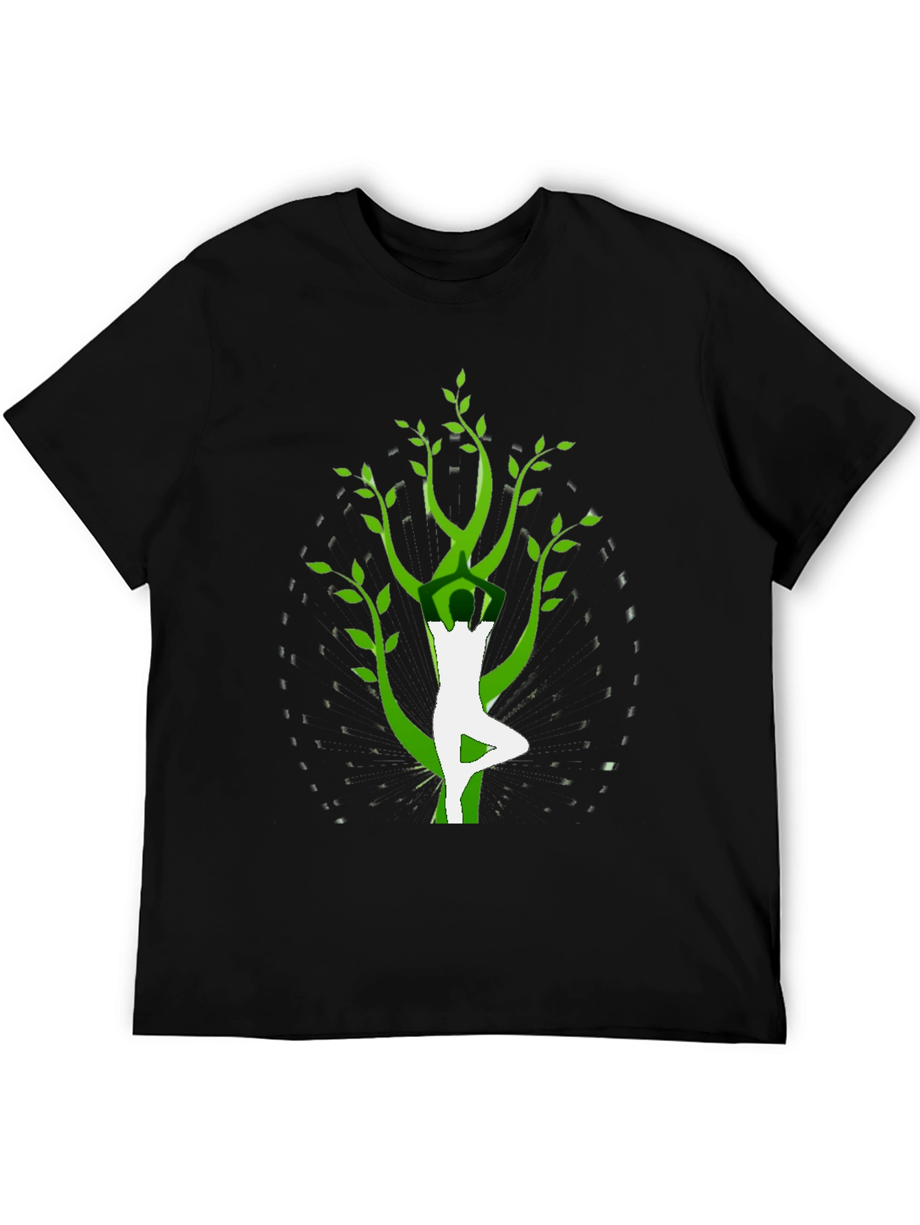 Camiseta Negra con Diseño Yoga-Árbol