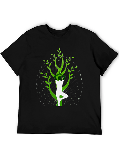 Camiseta Negra con Diseño Yoga-Árbol