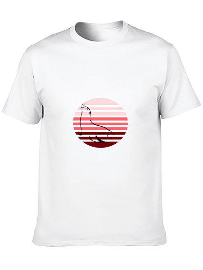 Camiseta Hombre Negra con Diseño Retro de Ave