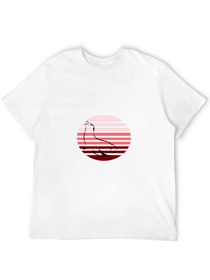 Camiseta Hombre Negra con Diseño Retro de Ave
