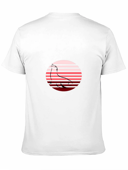 Camiseta Hombre Negra con Diseño Retro de Ave