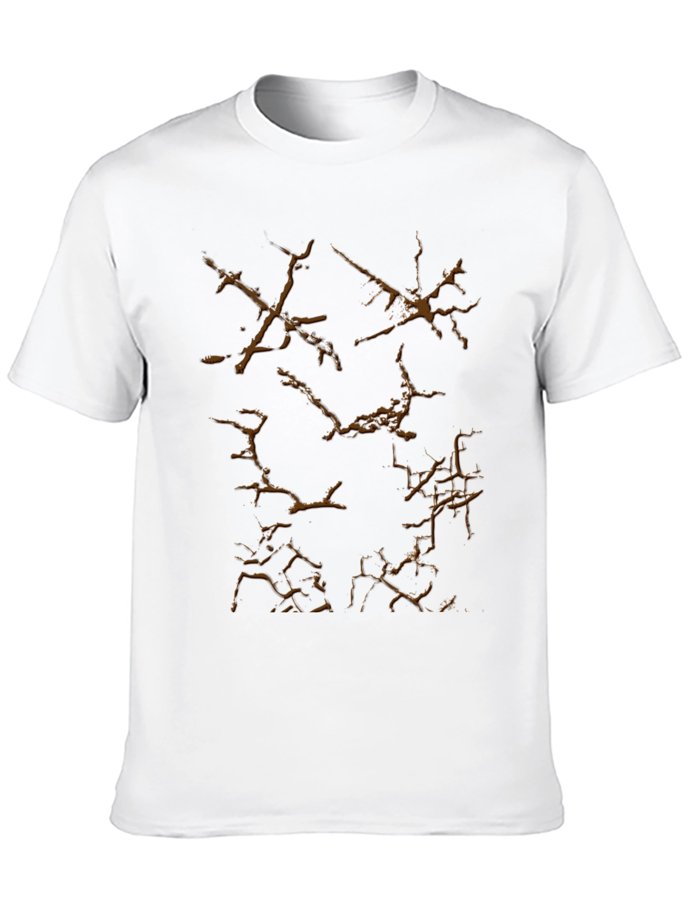 Camiseta Negra con Diseño de Grietas Marrones