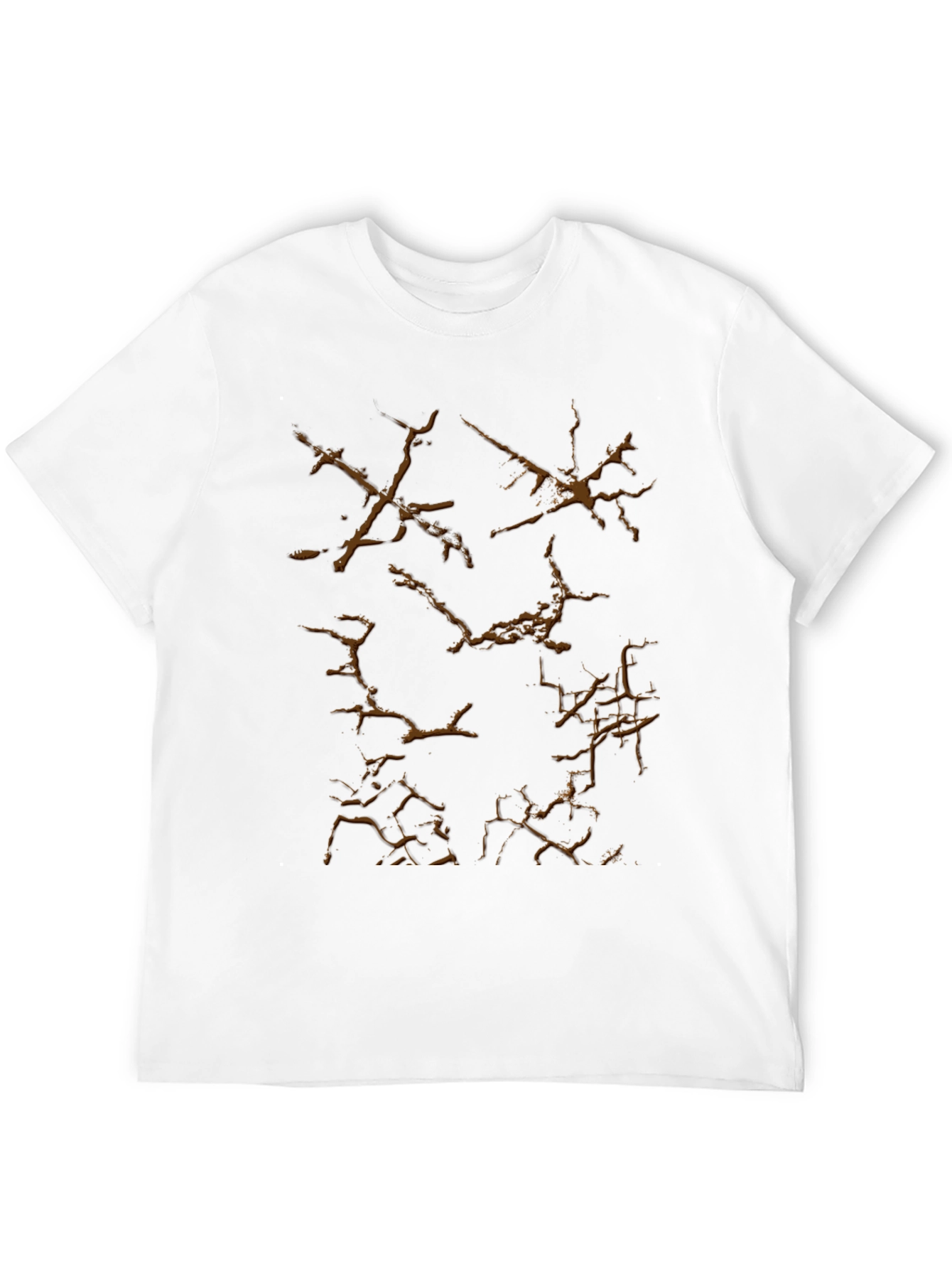 Camiseta Negra con Diseño de Grietas Marrones