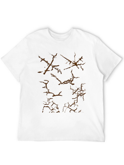 Camiseta Negra con Diseño de Grietas Marrones