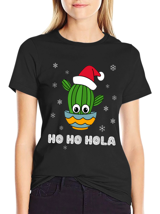 Camiseta Navideña Ho Ho Hola de Cactus