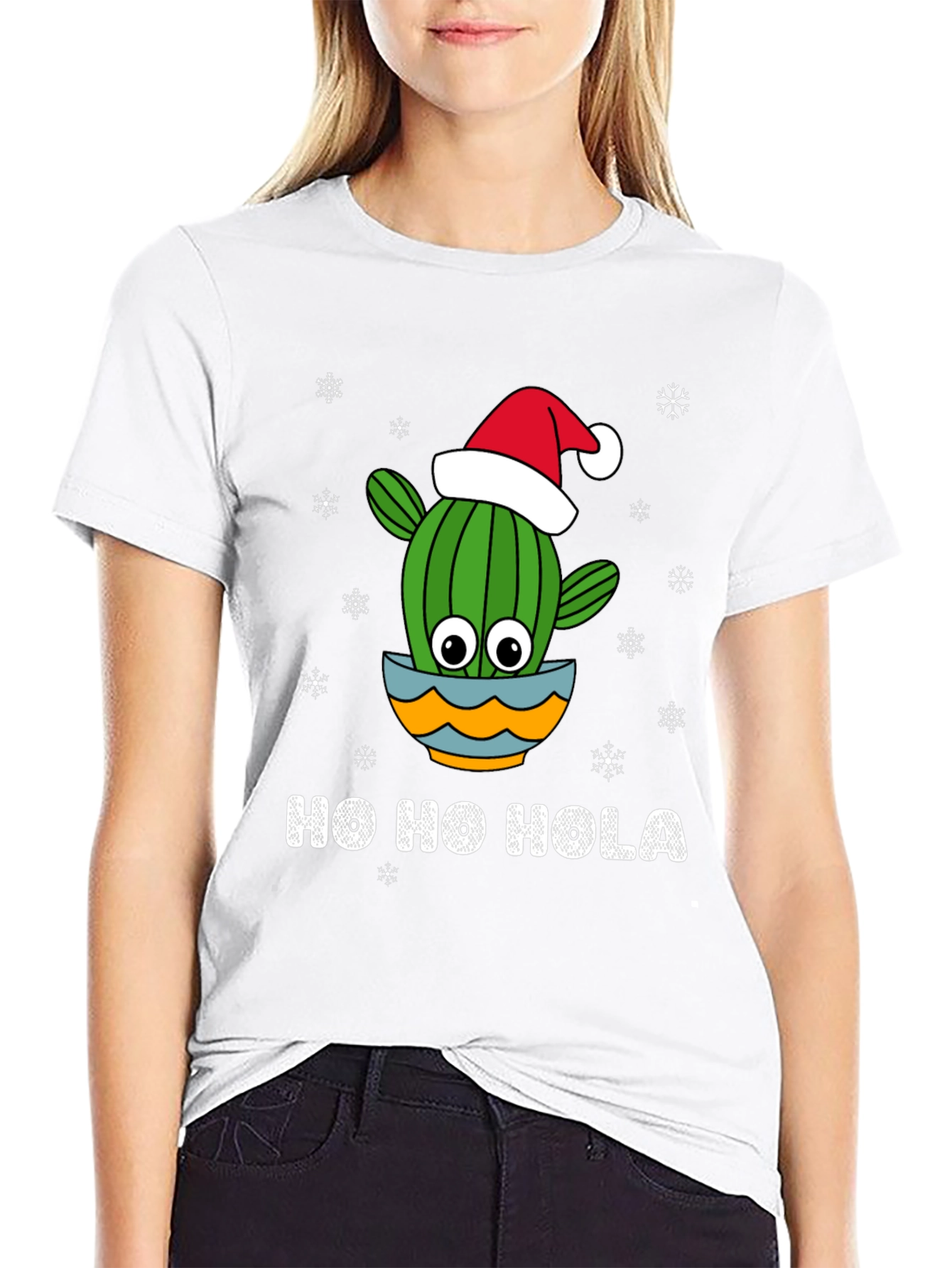 Camiseta Navideña Ho Ho Hola de Cactus