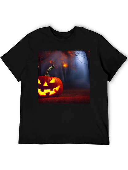 Camiseta Negra con Diseño de Calabaza Halloween