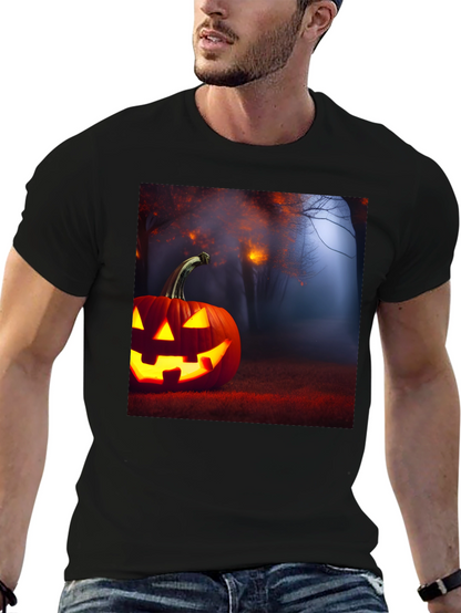 Camiseta Negra con Diseño de Calabaza Halloween