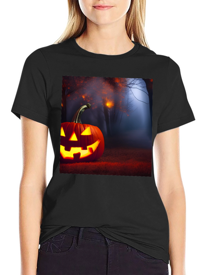 Camiseta Negra con Diseño de Calabaza Halloween
