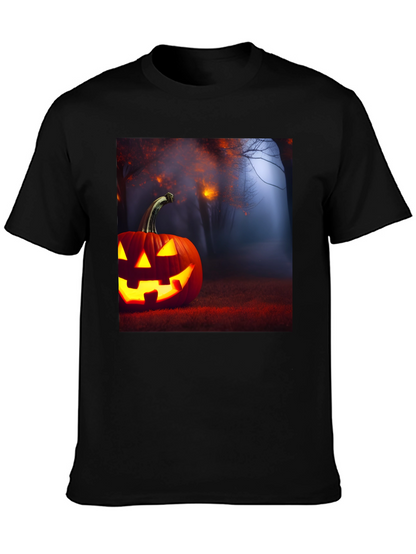 Camiseta Negra con Diseño de Calabaza Halloween
