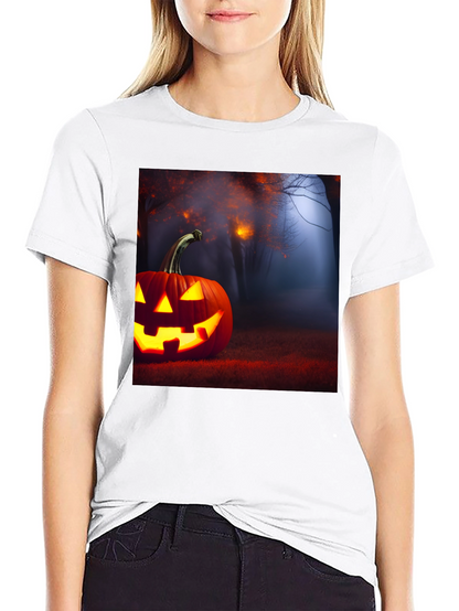 Camiseta Negra con Diseño de Calabaza Halloween