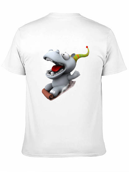 Camiseta Negra con Dibujo Animado de Hipopótamo Navideño