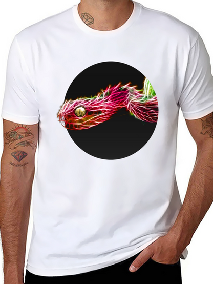 Camiseta Negra con Diseño de Serpiente Neón