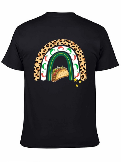 Camiseta Negra con Diseño de Taco y Arcoíris