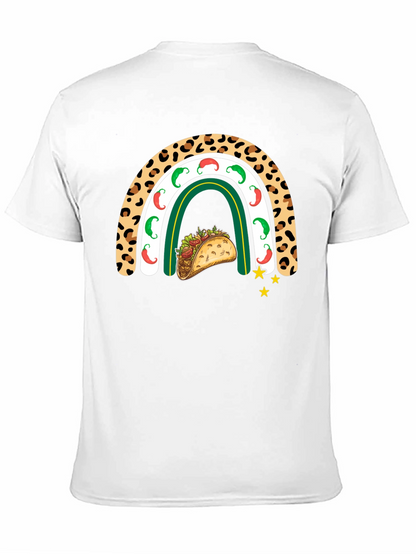 Camiseta Negra con Diseño de Taco y Arcoíris