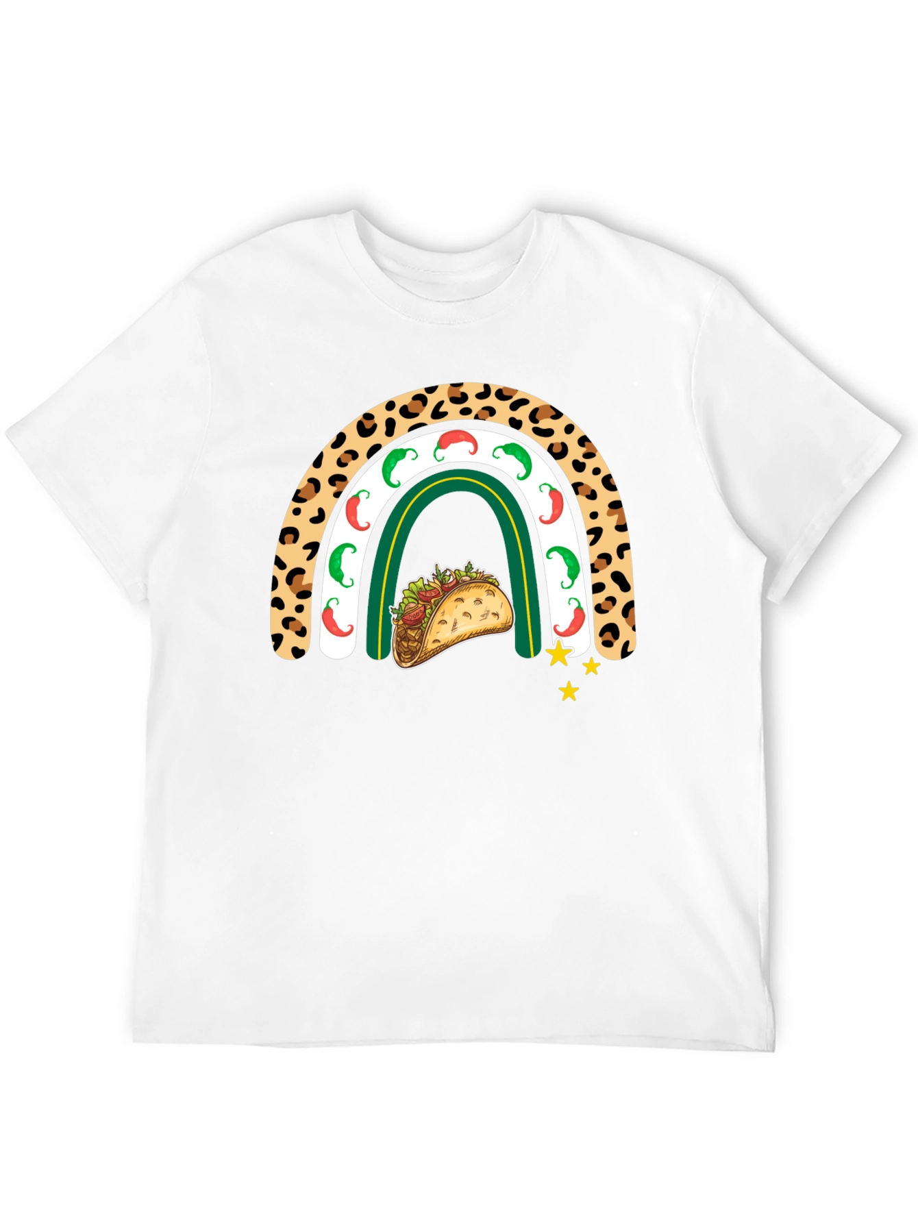 Camiseta Negra con Diseño de Taco y Arcoíris