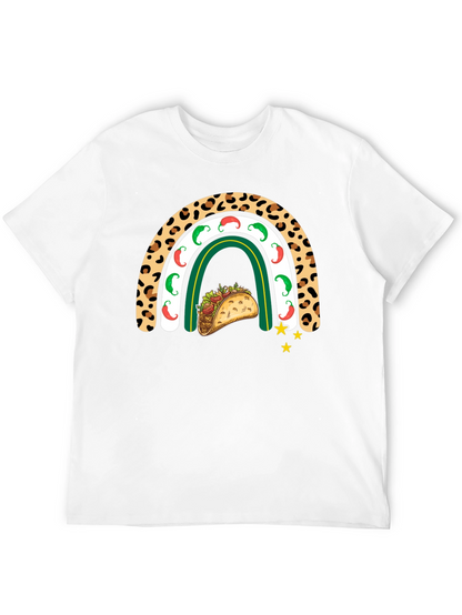 Camiseta Negra con Diseño de Taco y Arcoíris