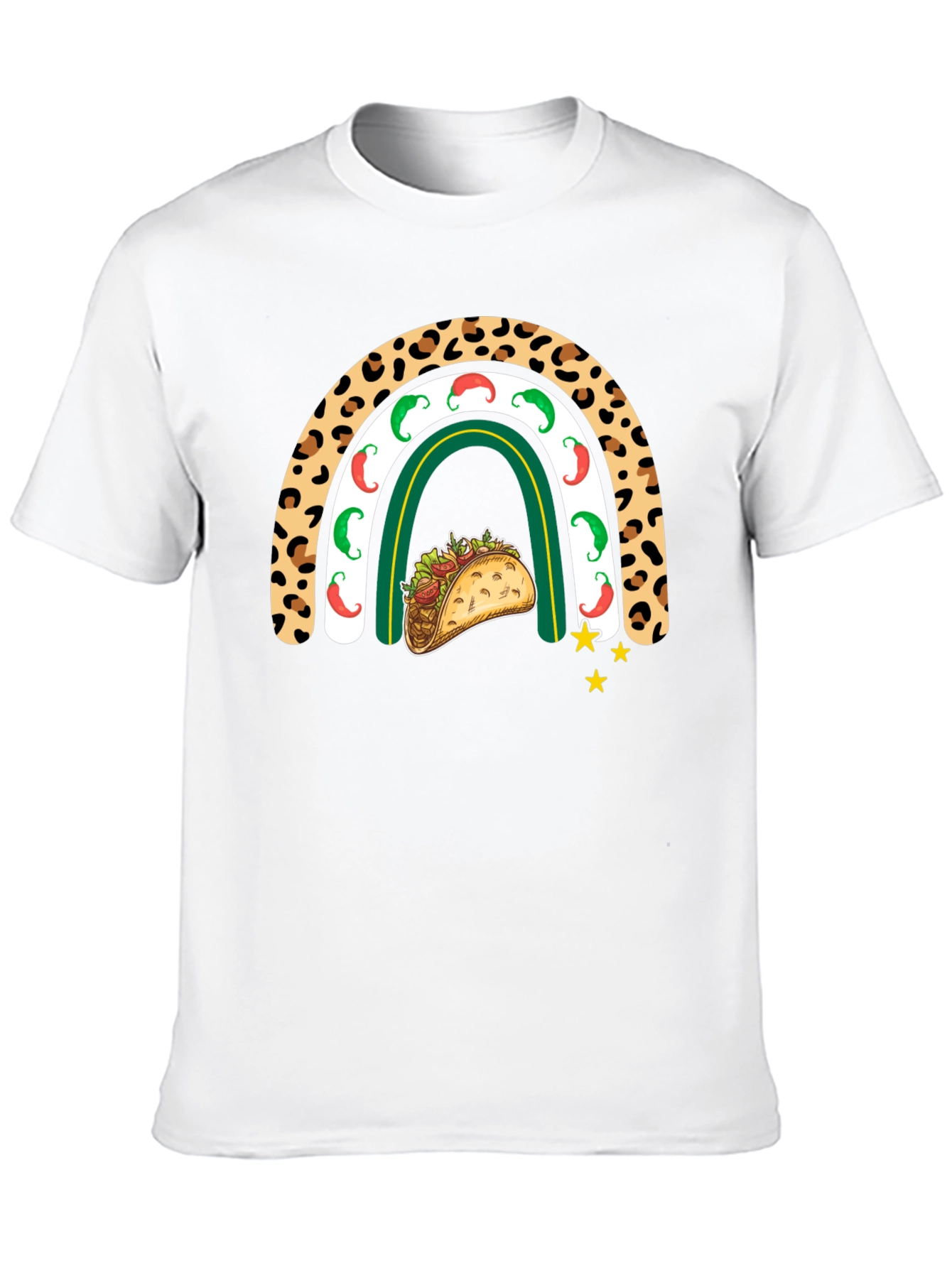 Camiseta Negra con Diseño de Taco y Arcoíris