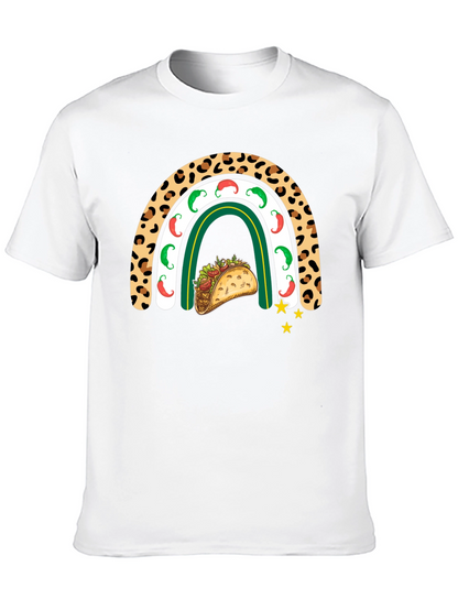 Camiseta Negra con Diseño de Taco y Arcoíris