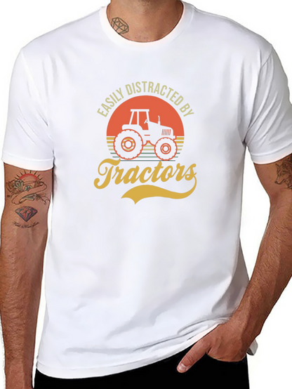 Camiseta Hombre Distraído por Tractores