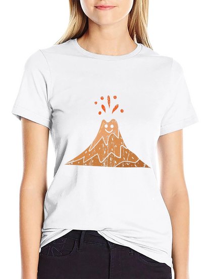 Camiseta Negra con Diseño de Volcán Sonriente