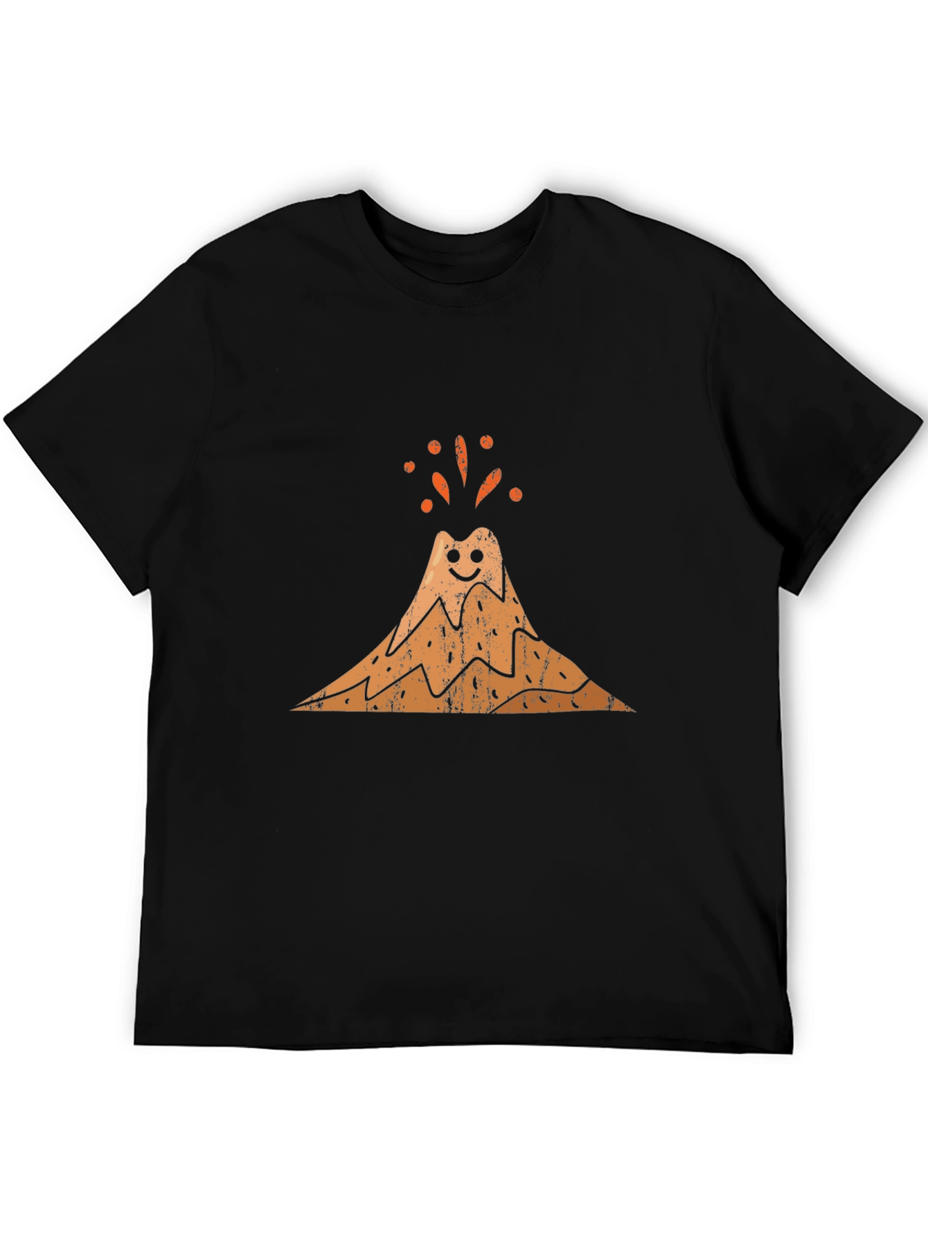 Camiseta Negra con Diseño de Volcán Sonriente
