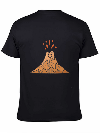 Camiseta Negra con Diseño de Volcán Sonriente